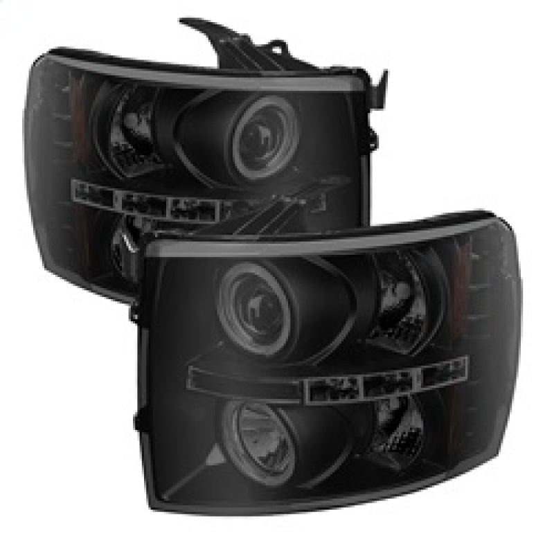 Spyder Chevy Silverado 1500/2500 07-13 Projector Headlights LED Halo LED Blk Smke PRO-YD-CS07-HL-BSM 5078322