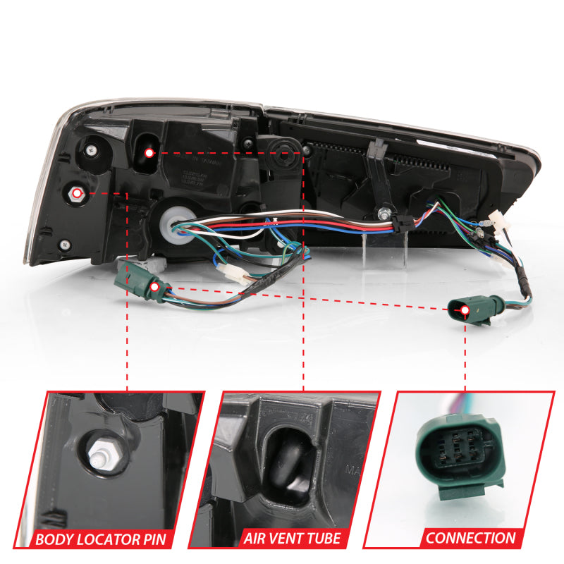 ANZO 2012-2018 Audi A6 LED Taillight Black Housing Red/Clear Lens 4 pcs (Sequential Signal) 321353