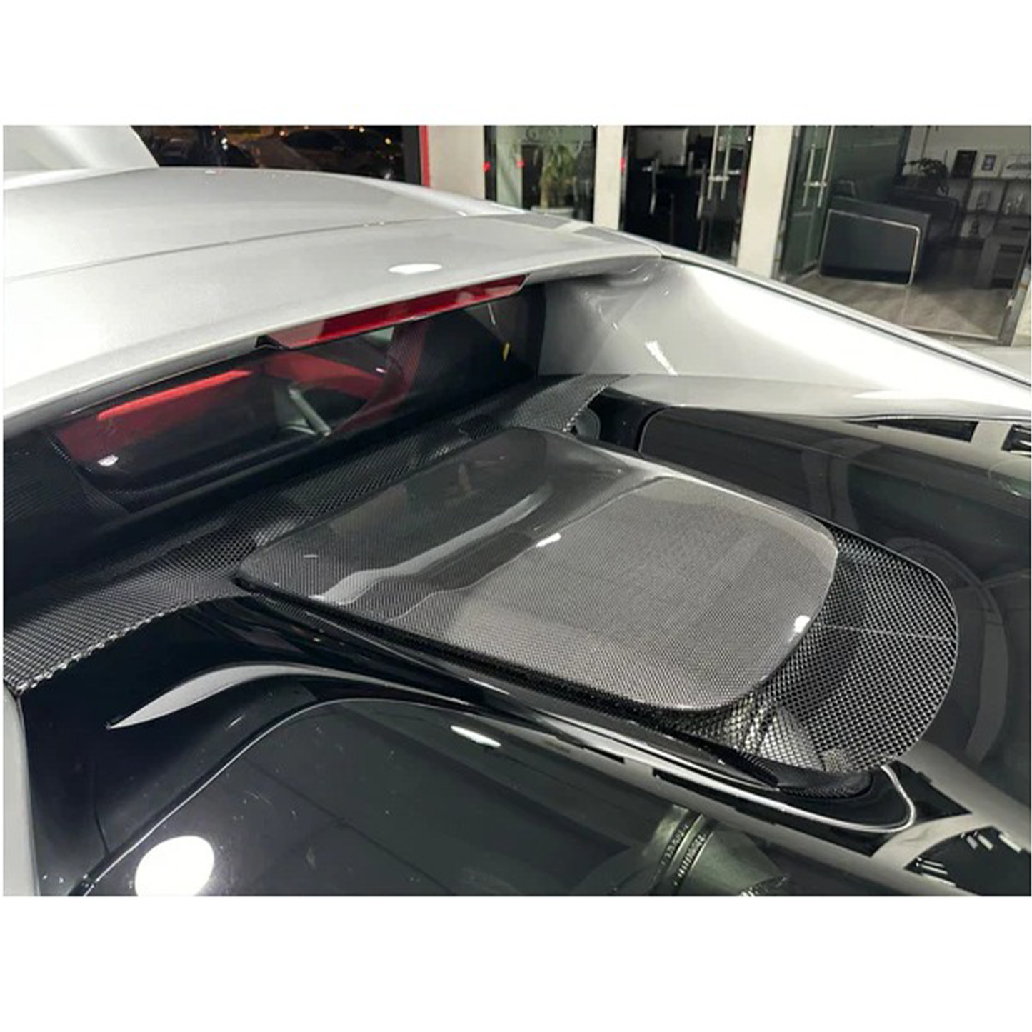 Dry Carbon Fiber OEM Rear Hood Trim for Ferrari 296 GTB