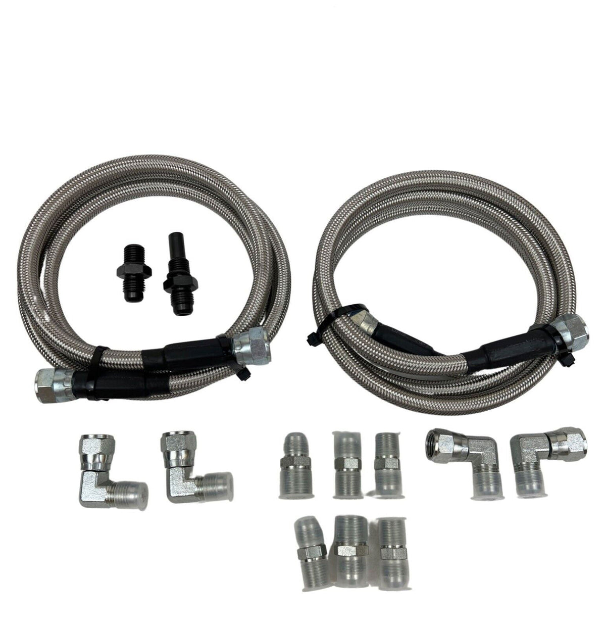 STRATEC SYSTEMS Flexible SS Braided Transmission Cooler Hose Line For GM Chevy 1996 & Newer 4L80E