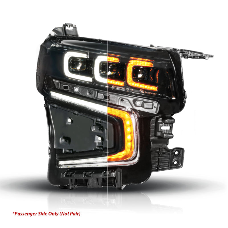 ANZO 21-23 Chevy Tahoe/Suburban LED Light Bar Style Headlights Black w/ Squential DRL (Right Side) 111636X-R