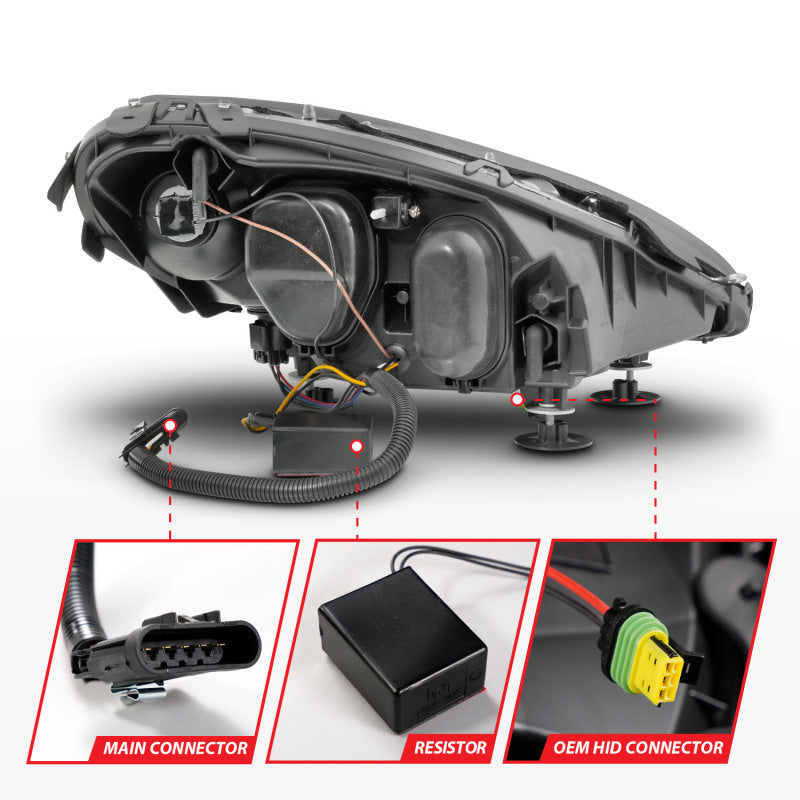 ANZO 05-13 Chevrolet Corvette Projector Headlights w/switchback & Sequential LED - Black Amber 121571