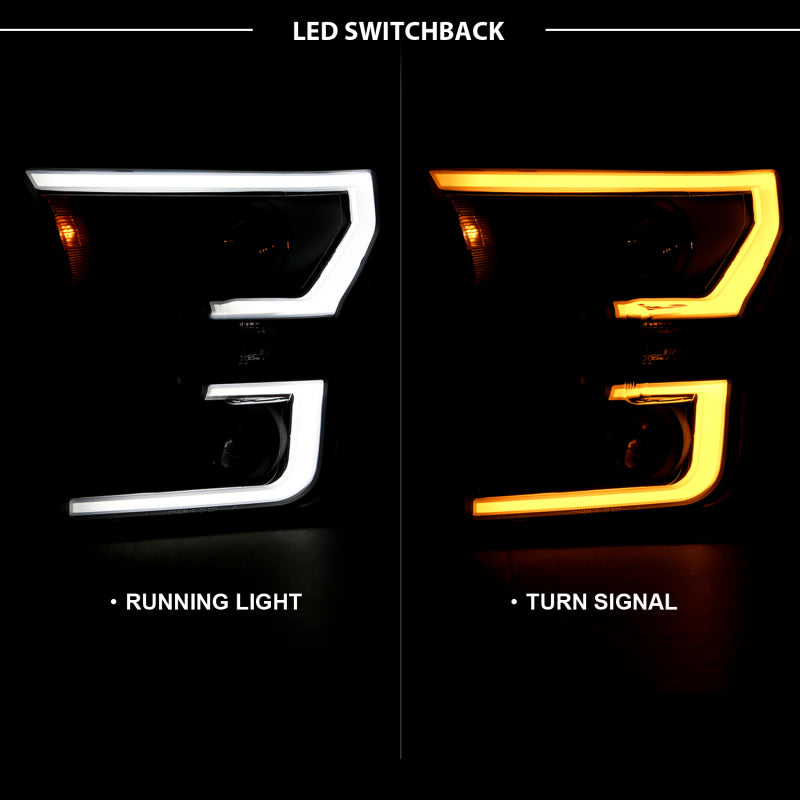 FR SPORT Anzo 2015-2016 Ford F-150 Projector Headlights w/ Plank Style Switchback Bl - View 2