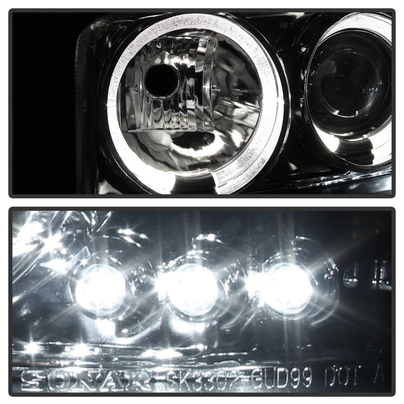 FR SPORT Spyder GMC Sierra 1500/2500/3500 99-06 Projector Headlights LED Halo LED Smoke...
