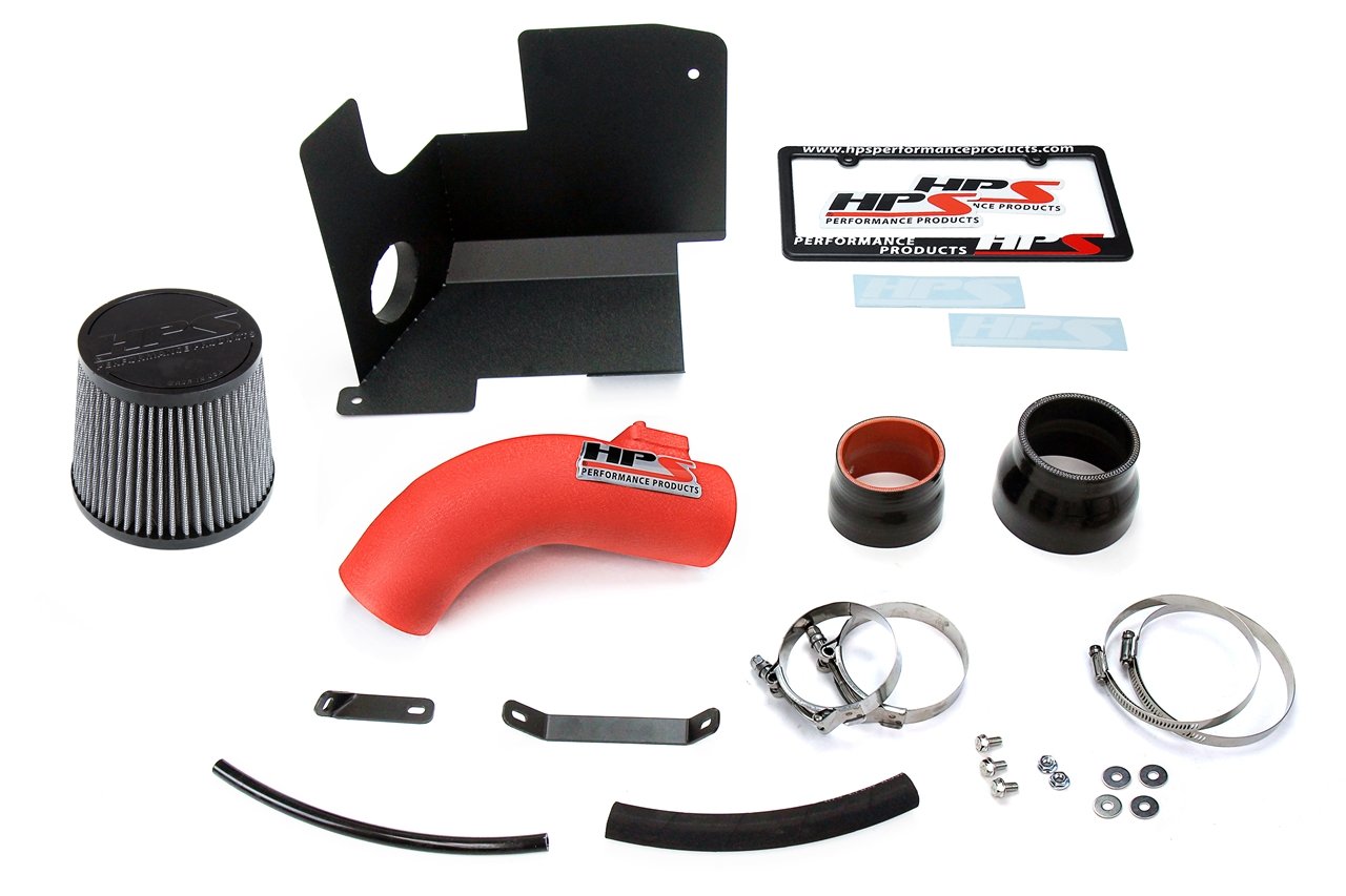 HPS Shortram Air Intake Kit 2012-2015 Honda Civic Si 2.4L, Includes Heat Shield, Wrinkle Red