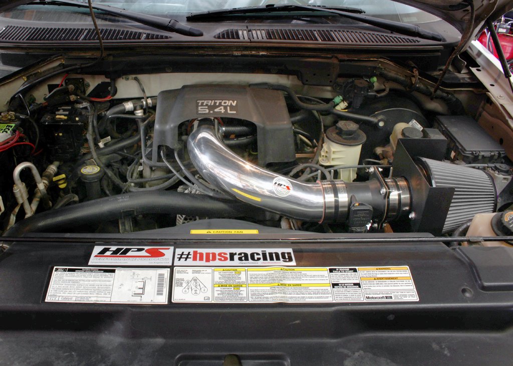 HPS Shortram Air Intake Kit 1997-1999 Ford F250 4.6L 5.4L V8, Includes Heat Shield, Polish