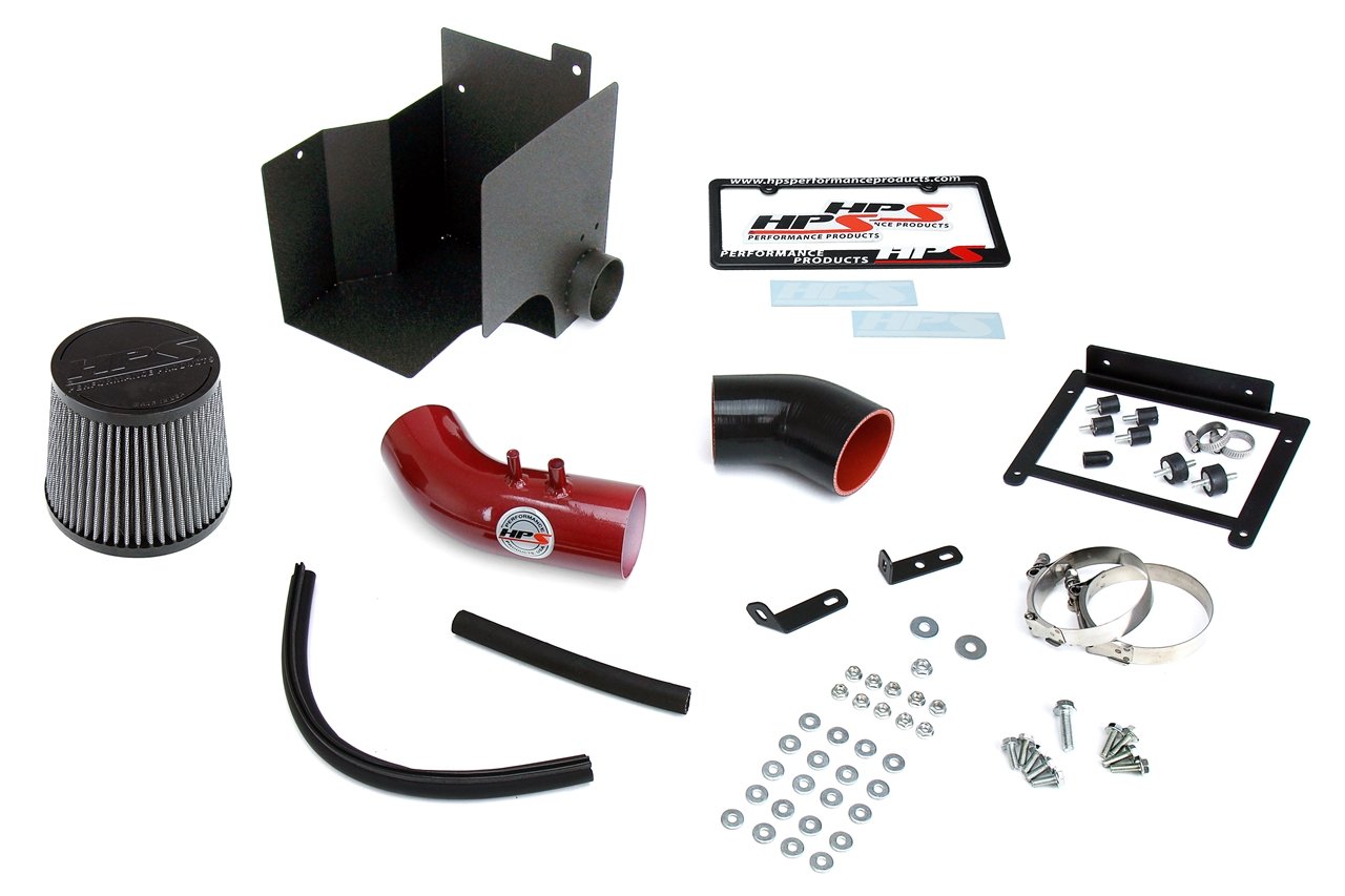HPS Performance Products Shortram Air Intake Kit 2013 Kia Forte5 2.0L, Includes Heat Shield, Red