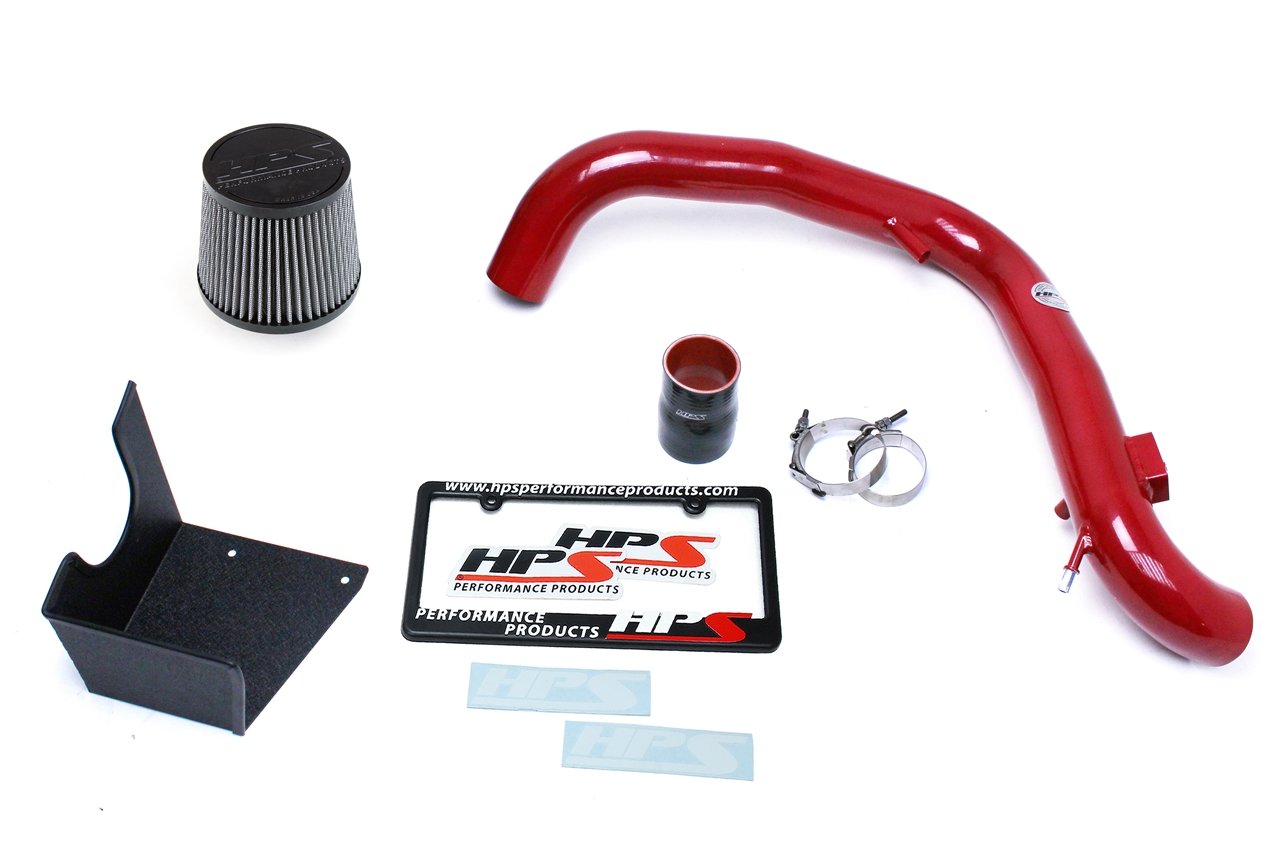 HPS Shortram Air Intake Kit 2014-2015 Ford Fiesta ST 1.6L Turbo, Includes Heat Shield, Red