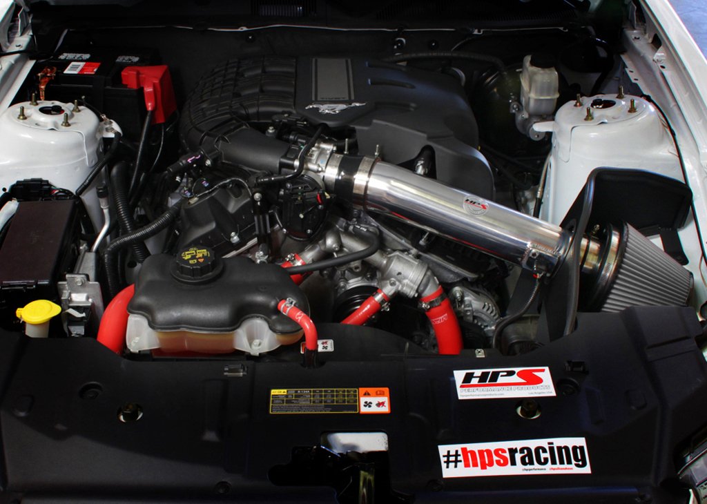 HPS Shortram Air Intake Kit 2011-2014 Ford Mustang 3.7L V6, Includes Heat Shield, Blue