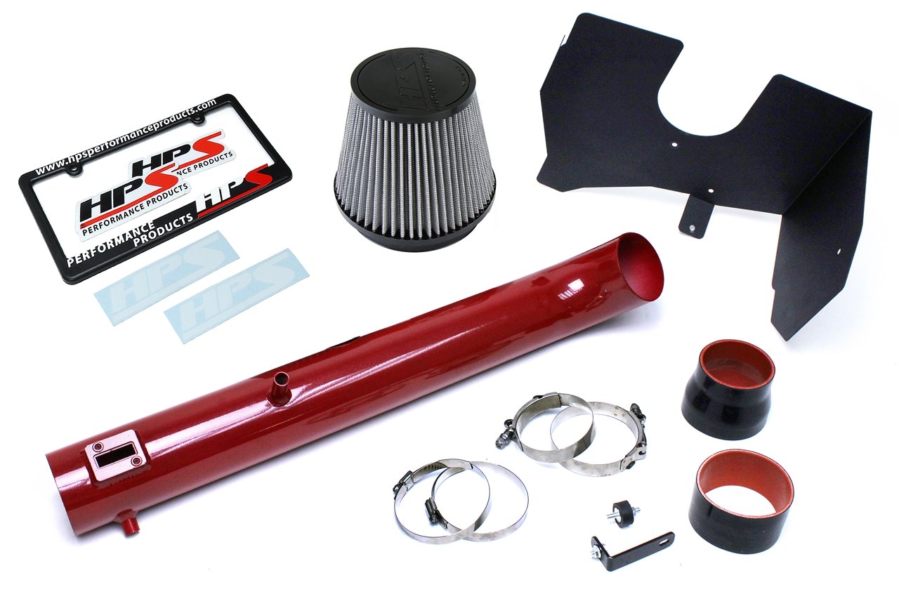 HPS Shortram Air Intake Kit 2005-2015 Nissan Frontier 4.0L V6, Includes Heat Shield, Red