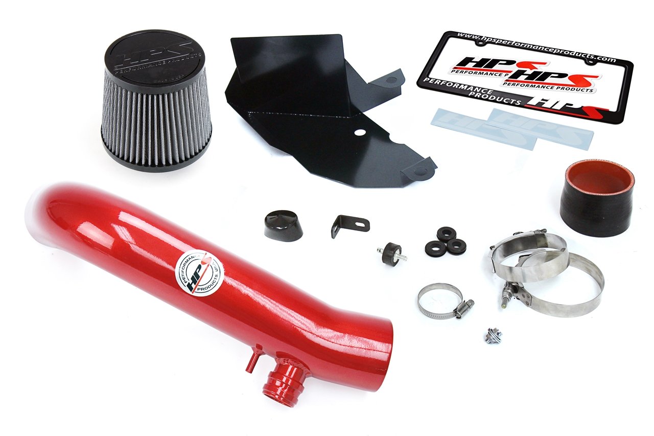 HPS Shortram Air Intake Kit 2015-2017 Audi A3 Quattro 2.0T TFSI Turbo, Includes Heat Shield, Red