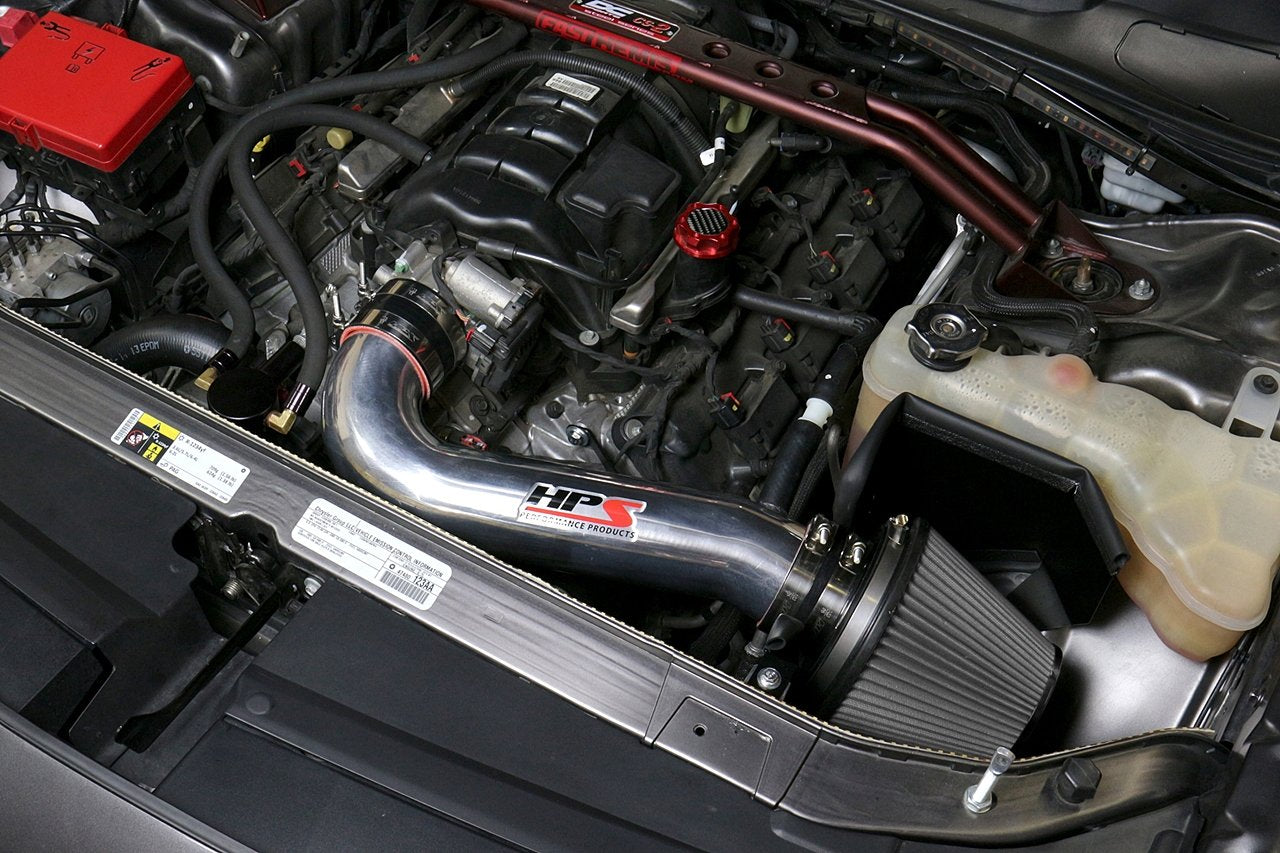 HPS Shortram Air Intake Kit 2011-2017 Dodge Challenger 5.7L V8 except Shaker Hood, Includes Heat Shield, Polish