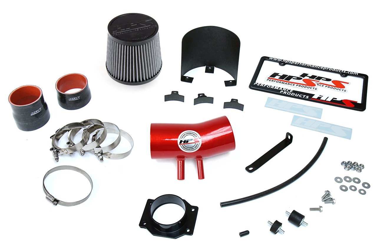 HPS Shortram Air Intake Kit 2000-2004 Nissan Xterra 3.3L V6 Non Supercharged, Includes Heat Shield, Red