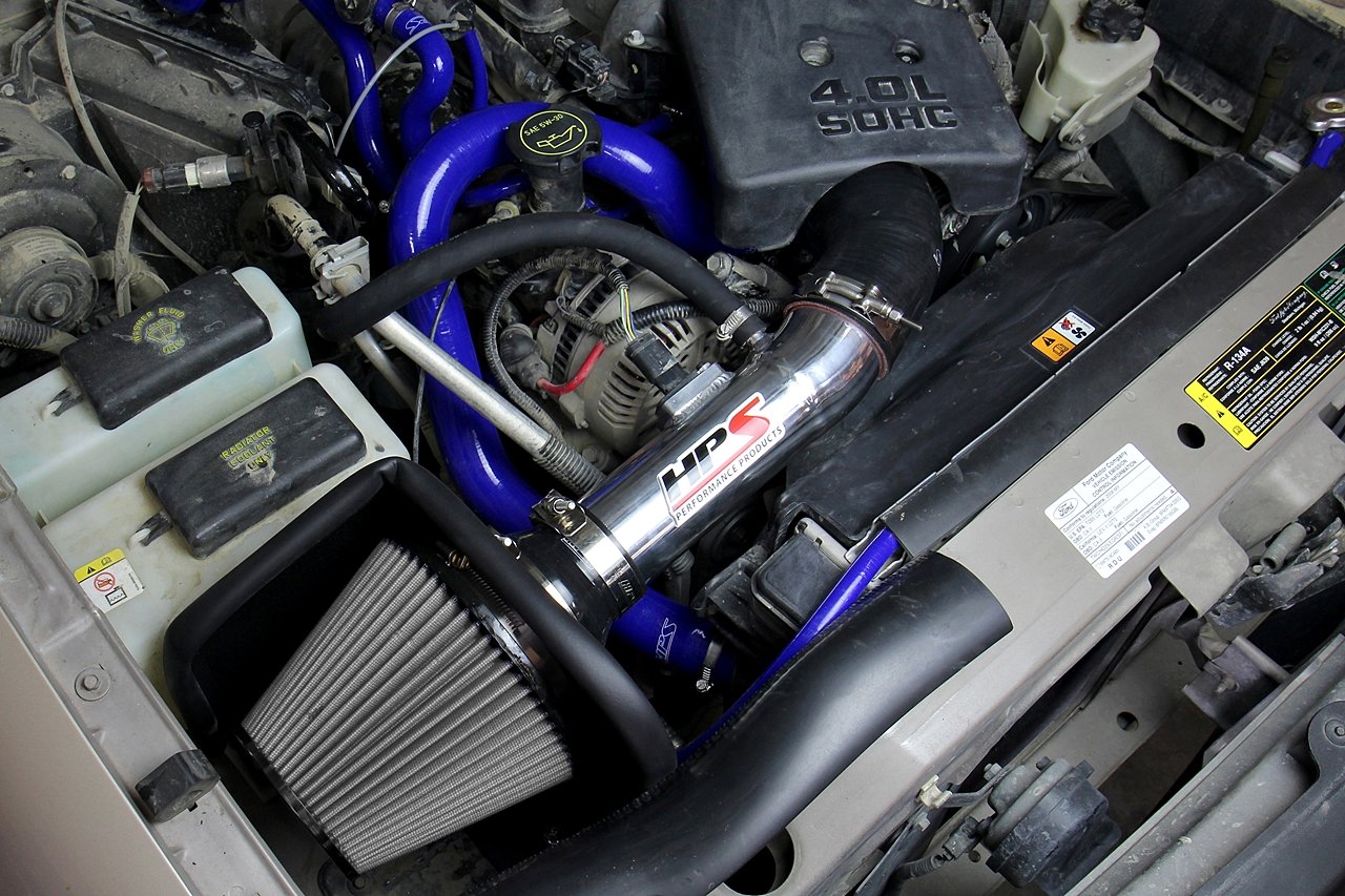 HPS Shortram Air Intake Kit 2004-2011 Ford Ranger 4.0L V6, Includes Heat Shield, Red