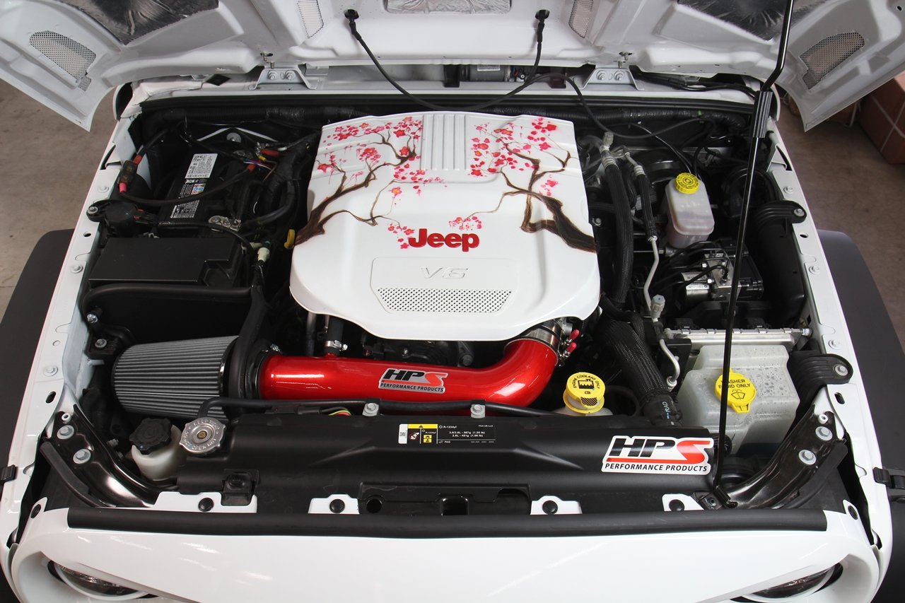 HPS Performance Air Intake Kit 2012-2017 Jeep Wrangler JK 3.6L V6, Includes Heat Shield, 827-664