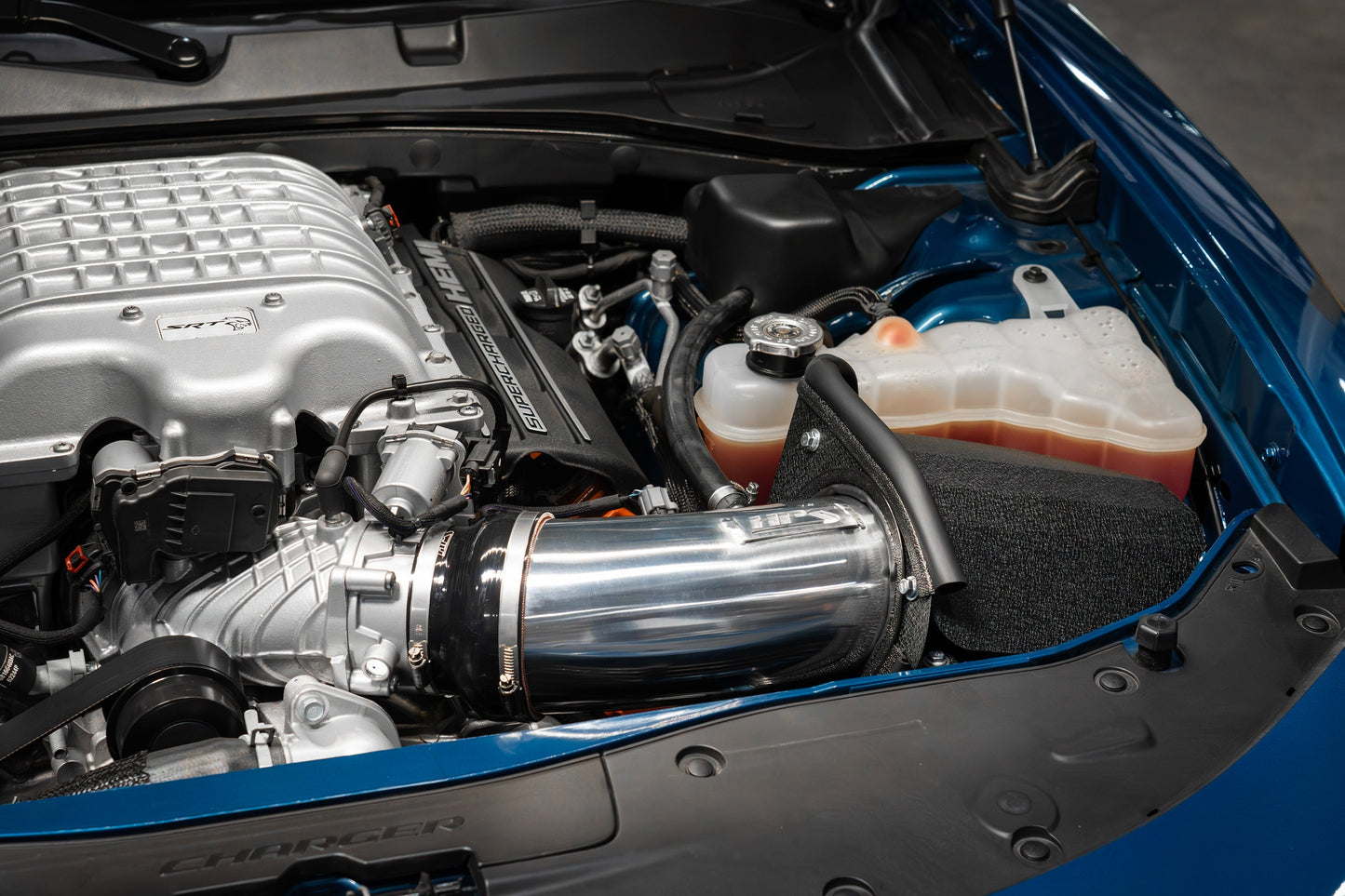 HPS Performance Air Intake with Heat Shield, Dodge 2019-2023 Charger Hellcat 6.2L V8 Supercharged, 827-681