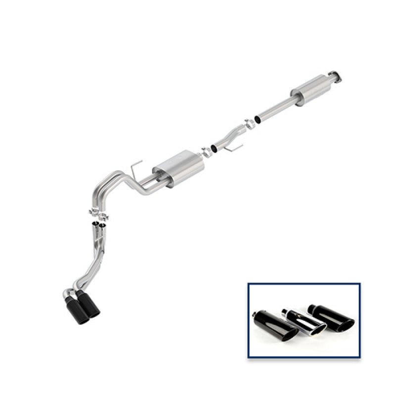 Ford Racing 15-18 F-150 3.5L Cat-Back Sport Exhaust System - Side Exit Black Chrome Tips M-5200-F1535RSBA