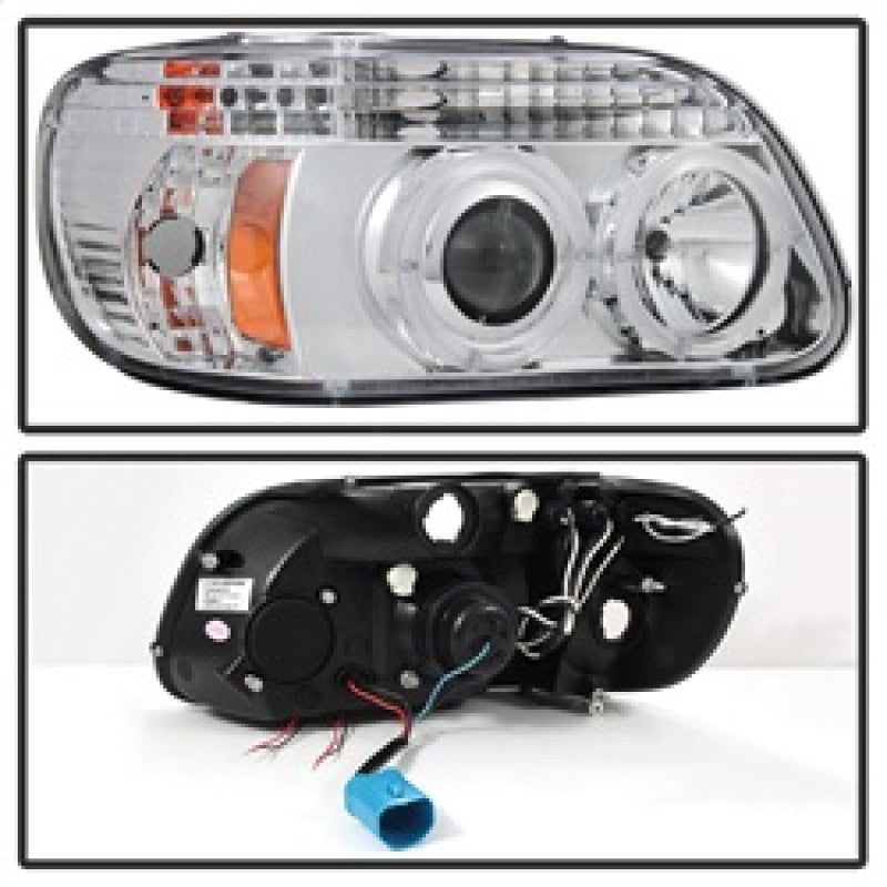 FR SPORT Spyder Ford Explorer 95-01 1PC Projector Headlights LED Halo Chrm PRO-YD-FEXP95-HL-1PC-C...