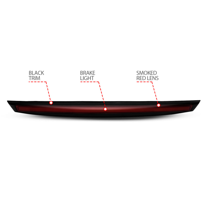 FR SPORT ANZO 2007-2014 Chevrolet Suburban 1500 LED 3rd Brake Light Black Housing Smoke Lens w/...