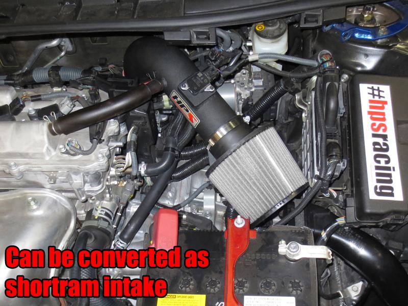 HPS Performance Products Cold Air Intake Kit 2011-2016 Scion tC 2.5L, Converts to Shortram, Black
