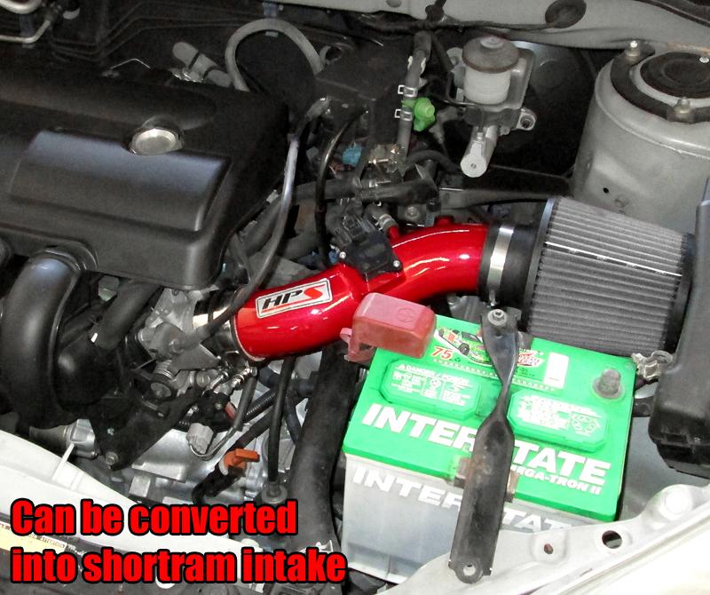 HPS Cold Air Intake Kit 2003-2004 Pontiac Vibe 1.8L, Converts to Shortram, Red