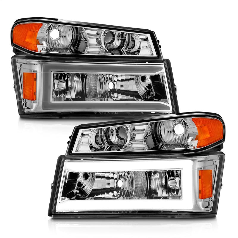 FR SPORT ANZO 04-12 GM Colorado/Canyon/I-Series Crystal Headlights - w/ Light Bar Chrome Housing...