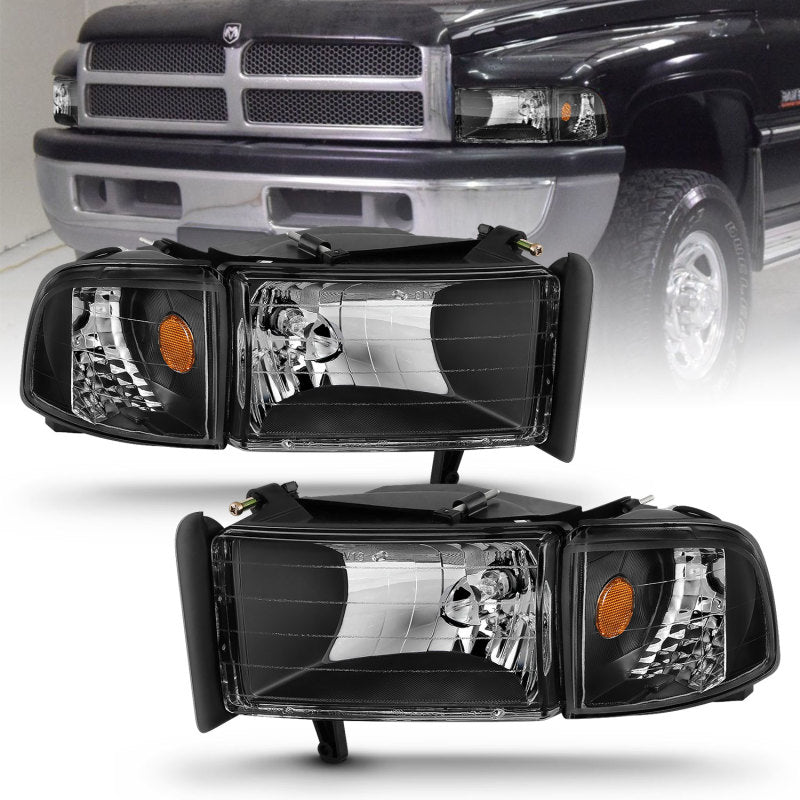 Anzo Black Crystal Headlights 1994-2001 Dodge Ram 1500