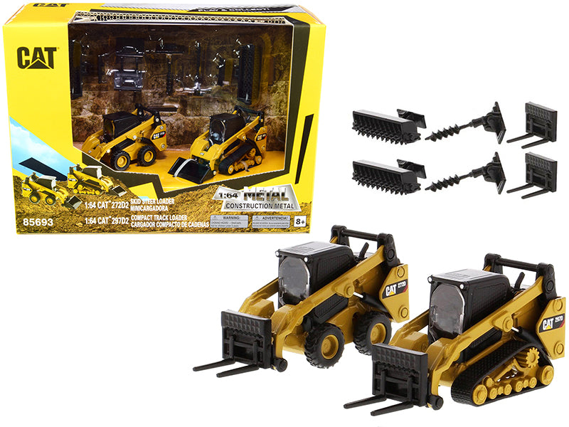 Rapid Vehicles Set of 2 pieces CAT Caterpillar 272D2 Skid Steer Loader and CAT Caterpillar 297D2...