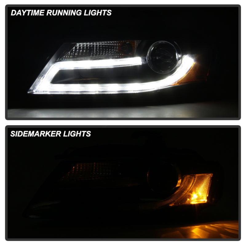 Spyder Audi A4 09-12 Projector Headlights Halogen Model Only - DRL LED Black PRO-YD-AA408-DRL-BK 5081544