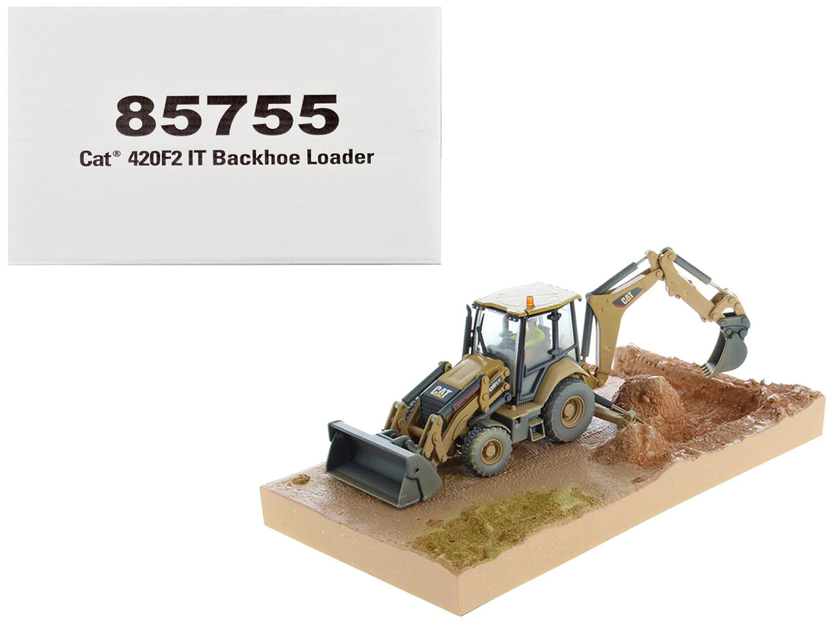 Rapid Vehicles CAT Caterpillar 420F2 IT Backhoe Loader with Operator Yellow "Weathered Series"...