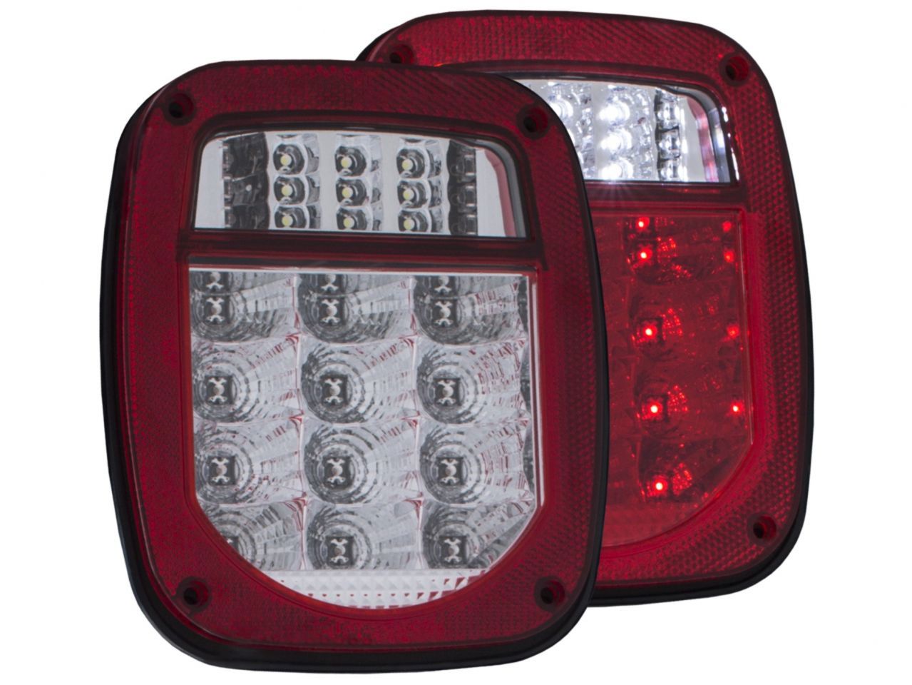 Anzo 1976-1985 Jeep Wrangler LED 2 Lens - Red/Clear, Chrome