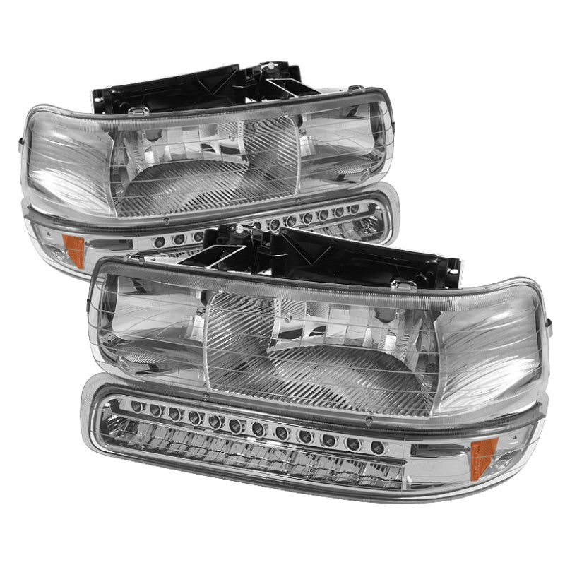 FR SPORT SPYDER Xtune Chevy TahOE 00-06 Headlights w/ LED Bumper Lights Amber Chrome...