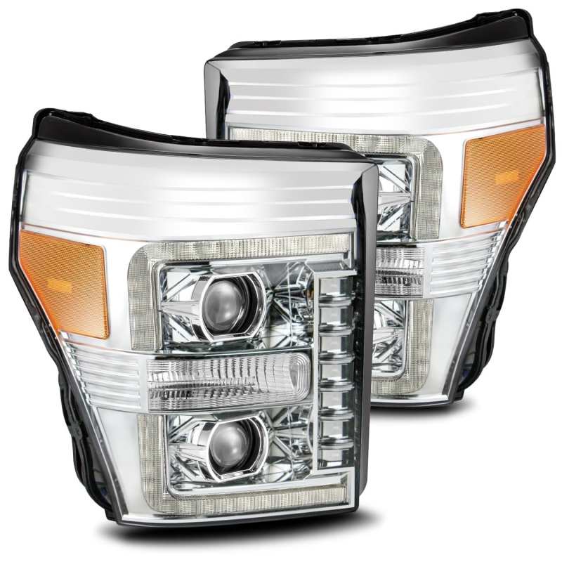 FR SPORT AlphaRex 11-16 Ford F-350 SD LUXX LED Proj Headlights Plank Style Chrm w/Activ Light/Seq...