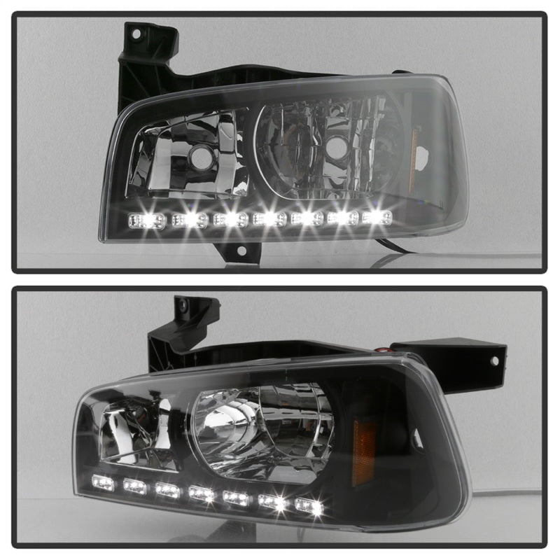 SPYDER Xtune Dodge Charger 06-10 1Pc LED Crystal Headlights Black HD-ON-DCH05-1PC-LED-BK 5017635