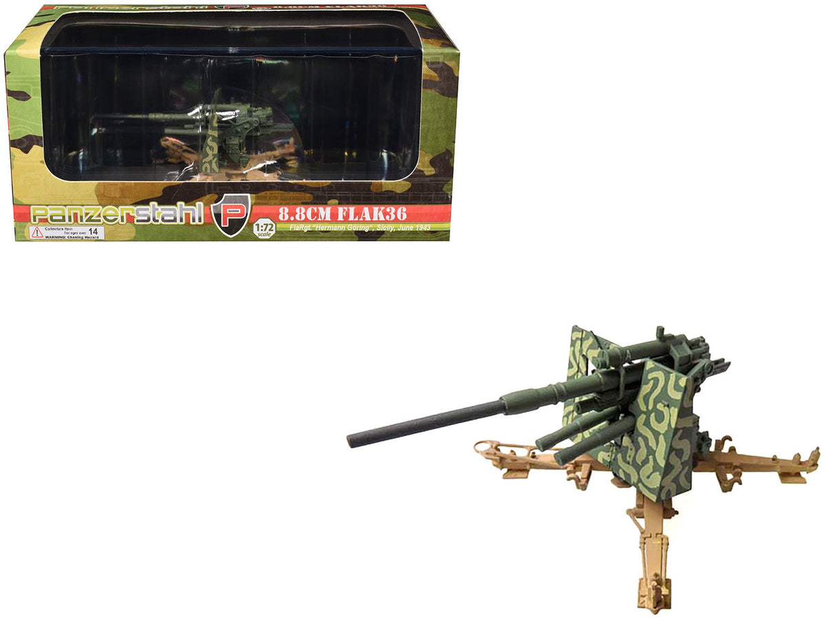 Rapid Vehicles 8.8cm Flak36 Gun "FlaRgt. Hermann Goring Sicily" (1943) German Army 1/72 Diecast...