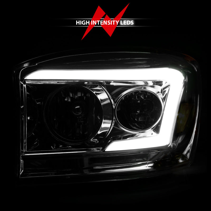 Anzo 06-09 Dodge RAM 1500/2500/3500 Headlights Chrome Housing/Clear Lens (w/ Light Bars) 111525
