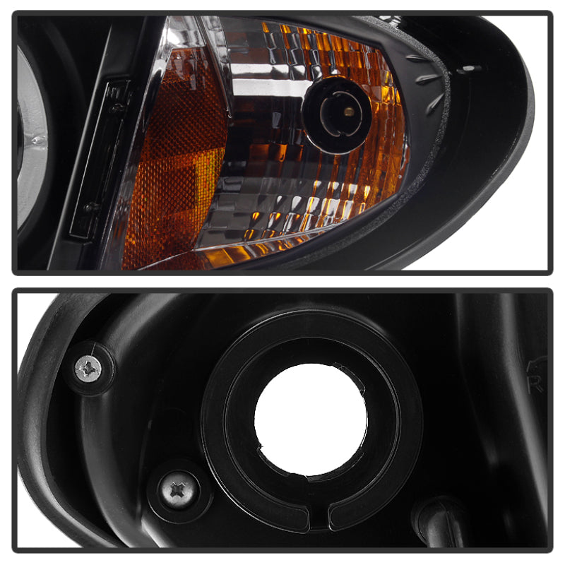 FR SPORT Spyder BMW E46 3-Series 02-05 4DR Projector Headlights 1PC LED Halo Blk...