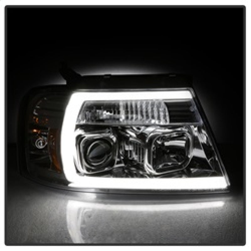 Spyder 04-08 Ford F-150 Light Bar Projector Headlights - Chrome (PRO-YD-FF15004V2-LB-C) 5084637