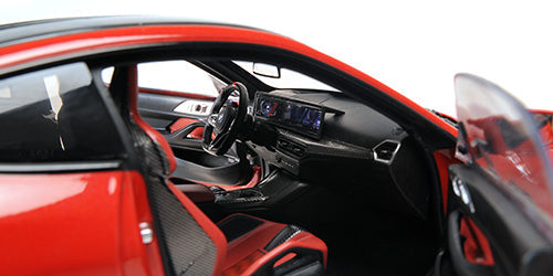 Minichamps 2024 BMW M4 Coupe (G82) w/ Black Carbon Roof Toronto Red Metallic 1:18