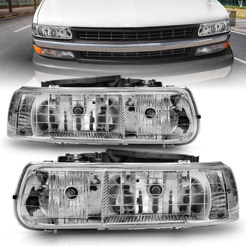 Anzo 1999-2002 Chevrolet Silverado 1500 Crystal Headlights Chrome
