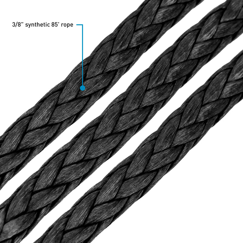 Borne Off-Road Synthetic Rope - 3/8in x 85ft - Black BNWN-SR-38-85BK