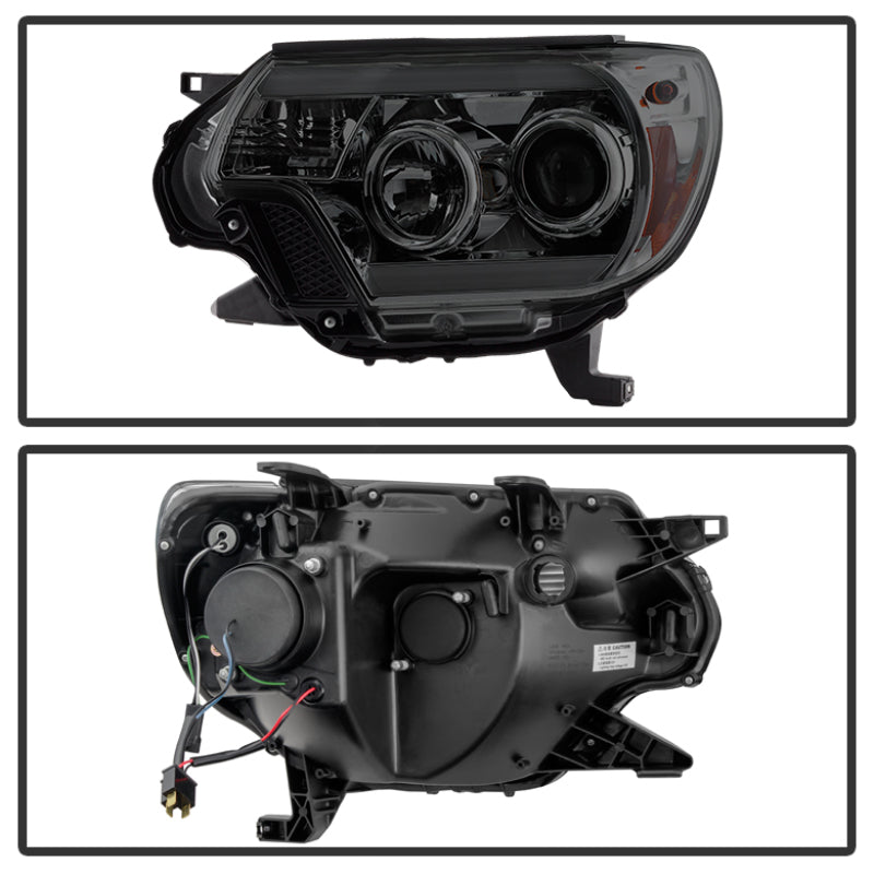 FR SPORT Spyder Toyota Tacoma 12-16 Projector Headlights Light Bar DRL Smoke PRO-YD-TT12-LBDRL-SM...