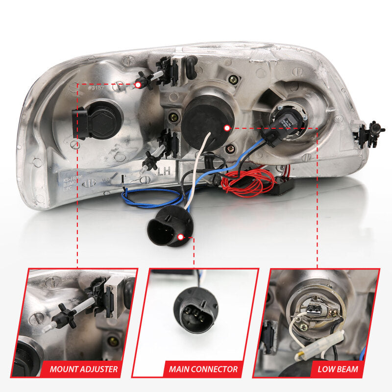 Anzo 1997.5-2003 Ford F-150 Projector Headlights w/ Halo and LED Chrome 1pc