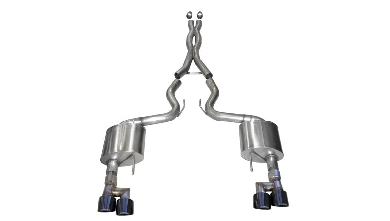 Corsa 18-19 Ford Mustang 5.0L V8 3in Xtreme Cat-Back Dual Rear Exit w/ 4in Black PVD Pro-Series Tips 21040BLK