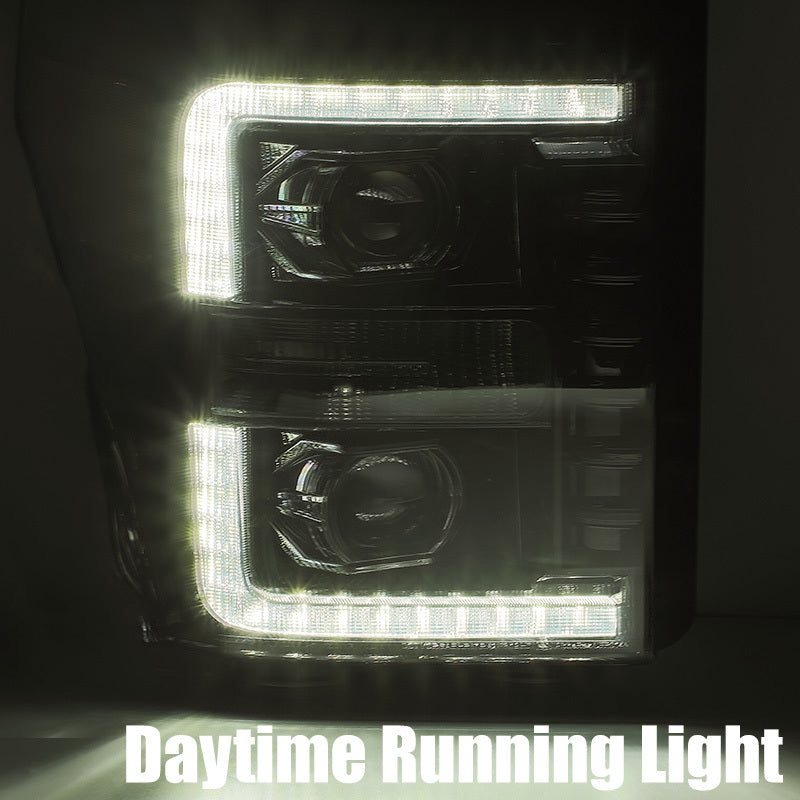 FR SPORT AlphaRex 11-16 Ford F-350 SD LUXX LED Proj Headlights Plank Style Black w/Activ...