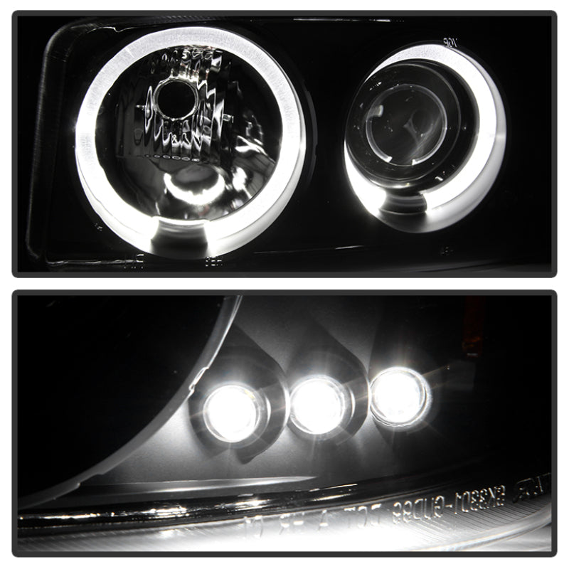 FR SPORT Spyder GMC Sierra 1500/2500 99-06 Projector Headlights LED Halo LED Blk Smke...