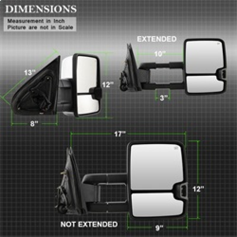 FR SPORT SPYDER xTune Chevy Silverado 14-16 Heated Amber LED Signal Mirror Chrome...