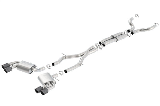 FR SPORT Borla 16-17 Chevy Camaro 6.2L 4in Dual CF Tips w/Black Core Dual Split Exit S-Type...