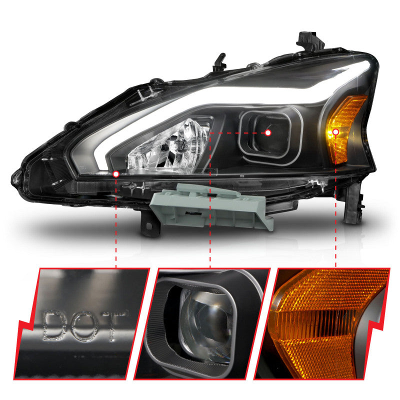 FR SPORT ANZO 13-15 Nissan Altima (w/o Factory HID Bulbs) Projector Headlights - w/ Light Bar...