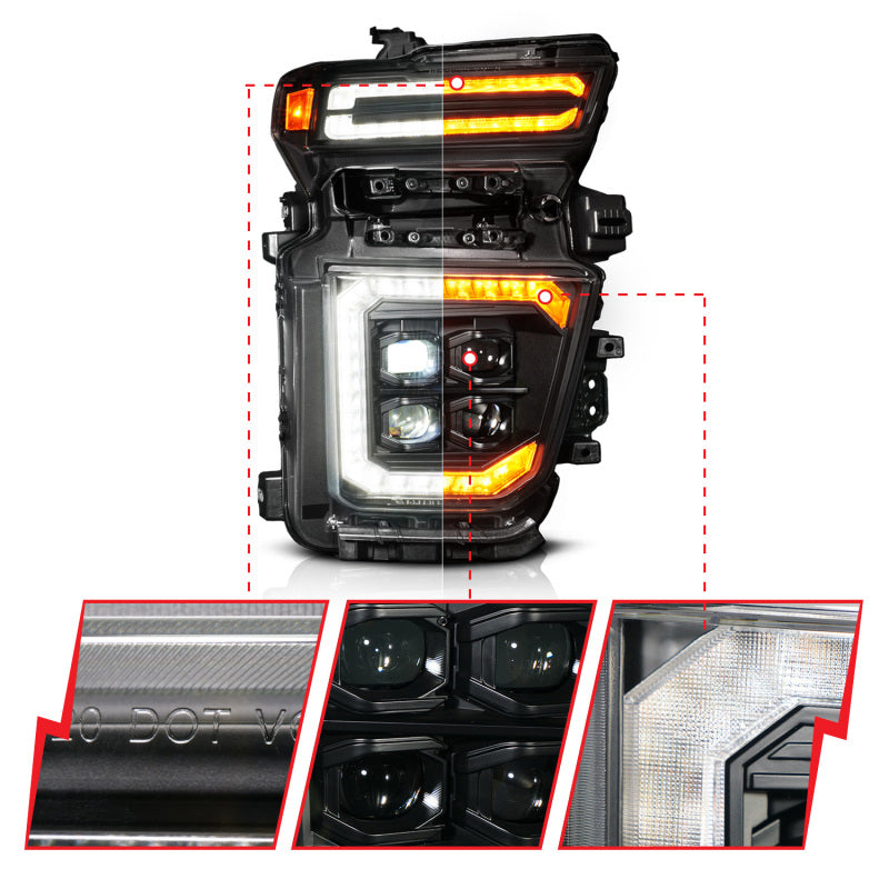 ANZO Z-Series 20-23 Chevy Silverado 2500/3500 Z-Series Full LED Proj Headlights Black - Pass. Side 111619X-R